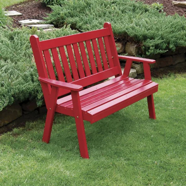 A & L Furniture Yellow Pine Traditional English Garden Bench Natural Stain, Size: 5 ft.