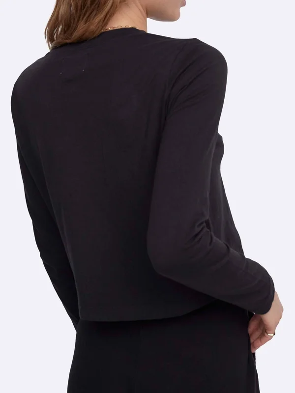 Organic Cotton Long Sleeve Crop Tee Jet Black, M