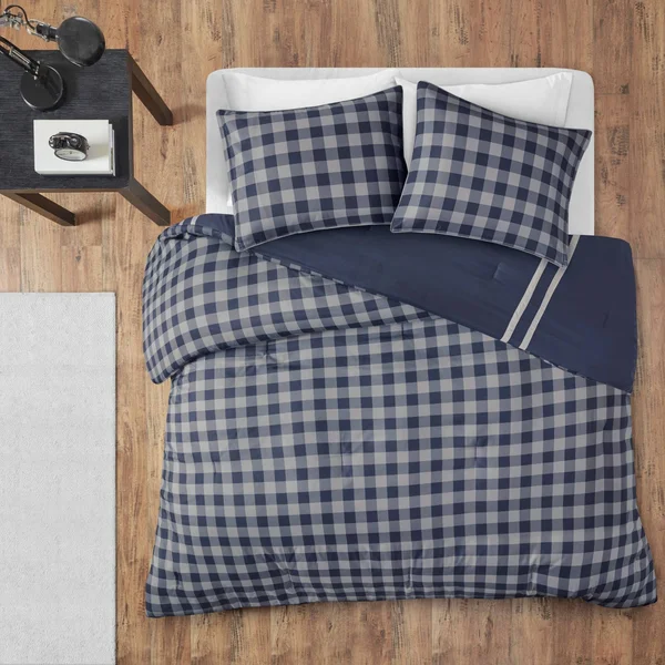 Intelligent Design Oxford Reversible Comforter Set - Navy - Full/Queen