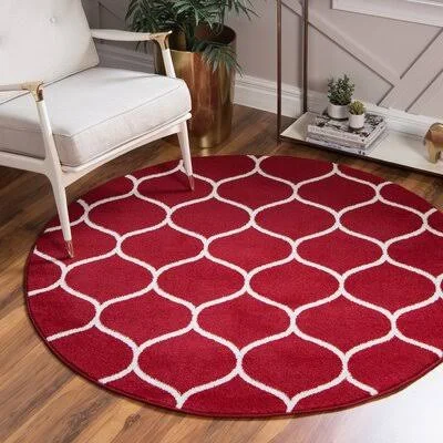 Quituisaca Red Area Rug Winston Porter Rug Size: Round 4&