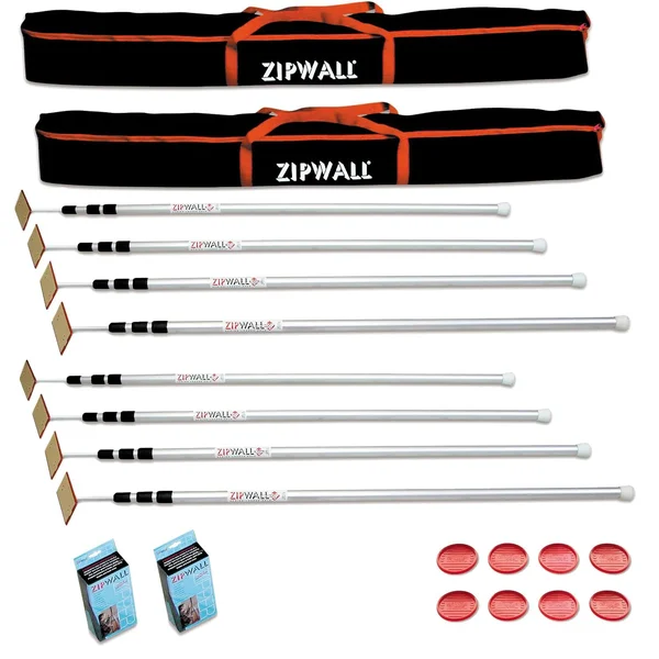 Zipwall SLP4 12-Feet Spring-Loaded Aluminum Pole Kit for Dust Barrier System (2-Pack)