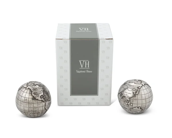 Vagabond House Medici Pewter World Globe Salt and Pepper Set