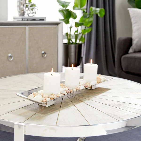Silver Orchid Olivia Silver Aluminum Rectangular Angular Long Tray, 24 inches x 6 inches x 3 inches