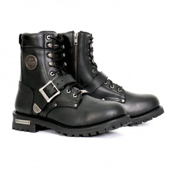 Hot Leathers Men's 8x22 Tall Logger Boots with Buckle - Black (Size: 9.5)