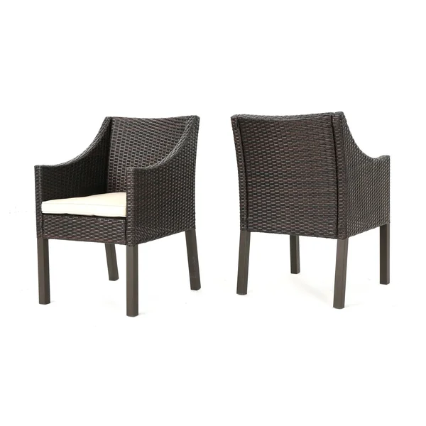 Christopher Knight Home Antibes Outdoor Wicker Dining Chairs with Cushions by, Brown