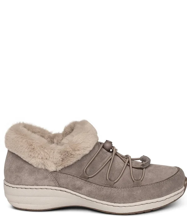 Aetrex Chrissy Waterproof Suede Faux Fur Lined Ankle Booties - 42(10.5/11M)