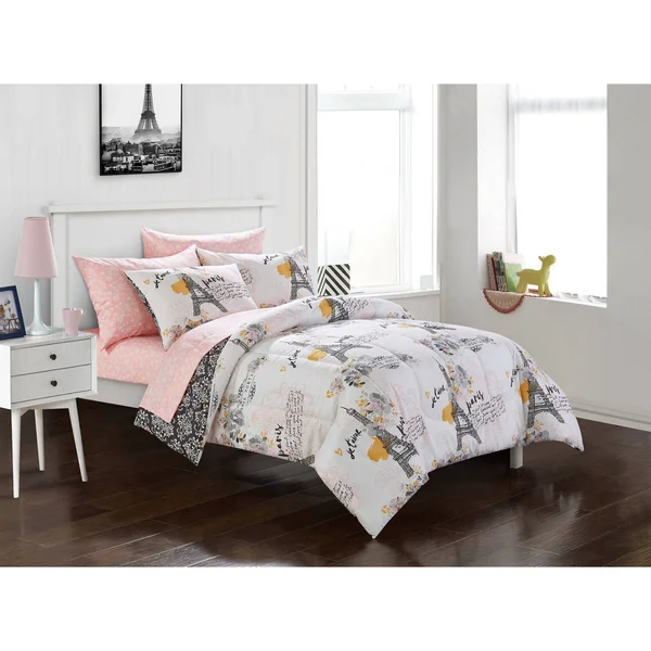 Your Zone Teen Paris Eiffel Tower Bed in A Bag Comforter Set - Size Queen