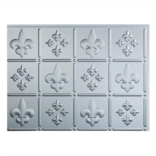 Fasade 18in x 24in Fleur De Lis Argent Silver Backsplash Panel (5 Pack)