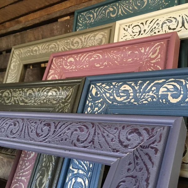 Modern Baroque Embossed Frame in Dusty Blue, 13x22 x 19x22