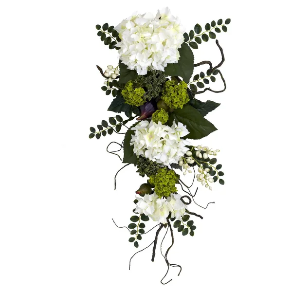 Nearly Natural 28x22 Hydrangea Teardrop, White