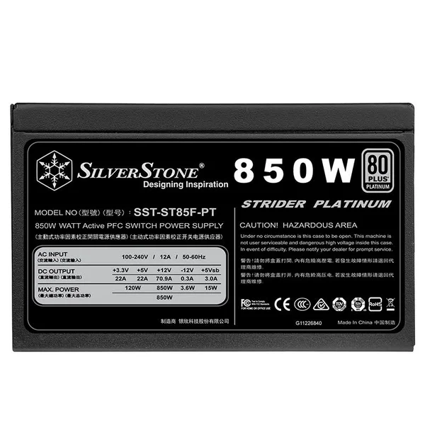 Silverstone Strider Series 850w 80 Plus Platinum Modular Power Supply ST85F-PT