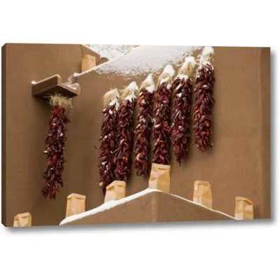 &New Mexico, Santa Fe Chili Pepper Ristras& Photographic Print on Wrapped Canvas World Menagerie Size: 10x22 H x 16x22 W x 1.5x2
