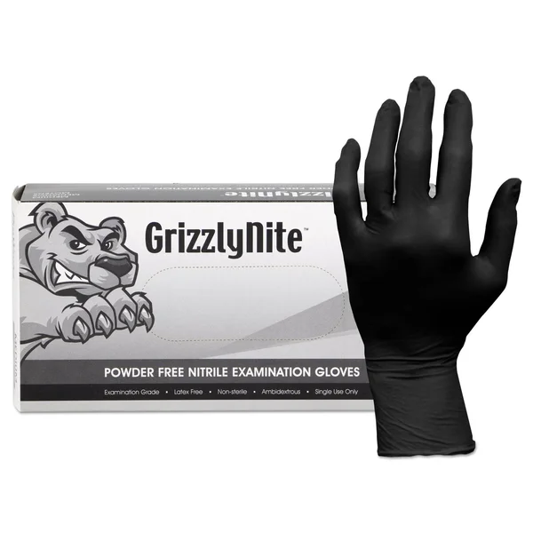 Hospeco ProWorks GrizzlyNite Nitrile Gloves Black Medium 1000/CT
