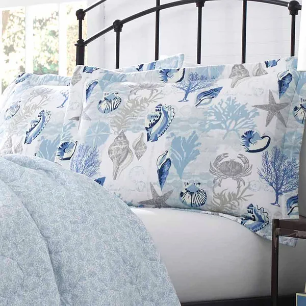 Laura Ashley Surf Spray Quilt Set - Coral, Twin