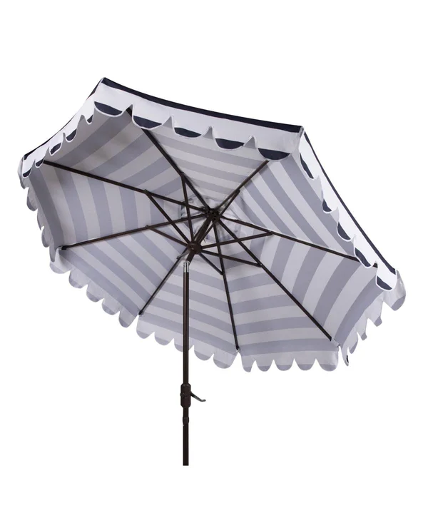 Safavieh 9-ft. Striped Scalloped Trim Patio Umbrella - Black