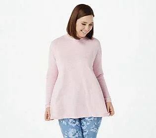 Isaac Mizrahi Live! Soho French Terry Relaxed Knit Top - Size 3X, Hthr Petal Pink