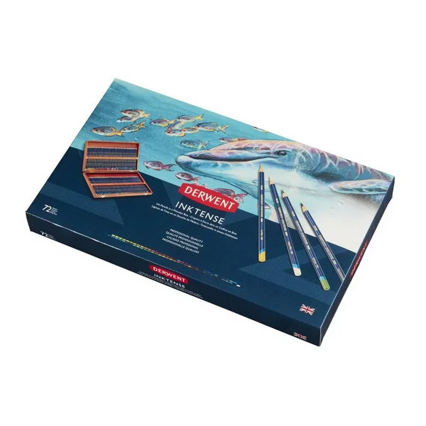 Inktense 72 Ink Pencils Wooden Box Set - Derwent