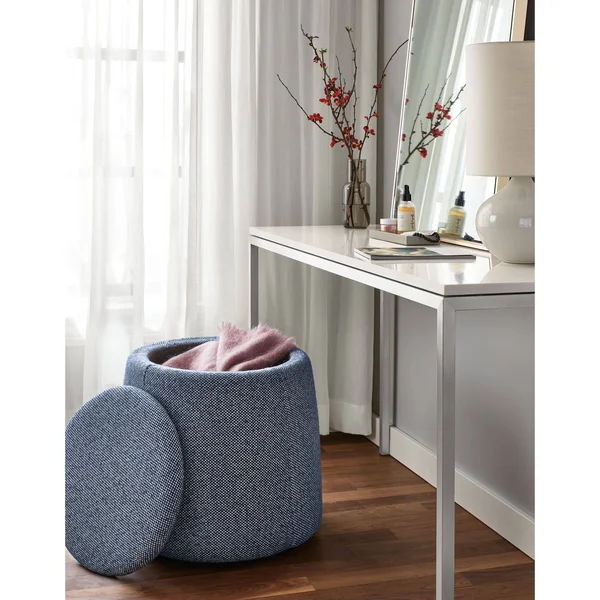 Room & Board - Modern Parsons 54W 18d 29h Console Table w/ 1x22 Leg, Smoke Tempered Glass Top w/ Natural Steel Base