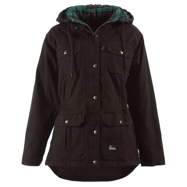 Berne Ladies Washed Barn Coat Quilted Flannel Lined Dark Brown - XL/Tall