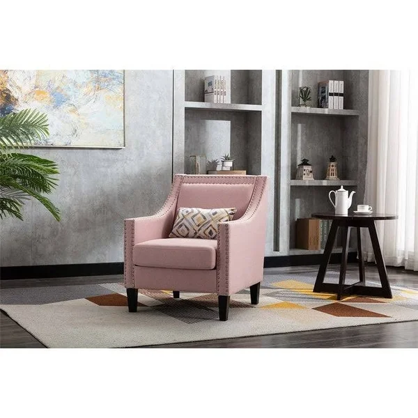 Moda Accent Armchair Living Room Chair with Beige Linen