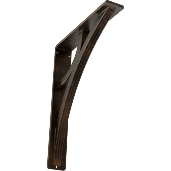 Ekena Millwork BKTM02X10X12TGLABZ 2x22W x 10x22D x 12x22H Galveston Wrought Iron Bracket, (Triple Center brace), Antiqued Bronze