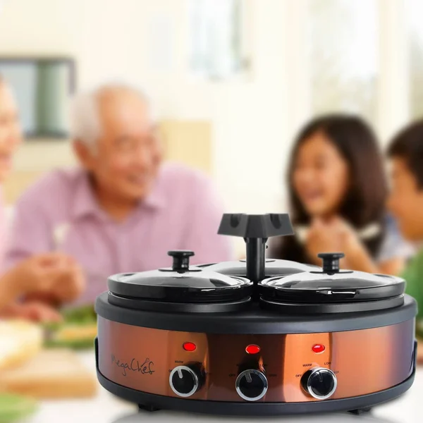 MegaChef 1.5-Quart Slow Cooker, Brushed Copper/Black