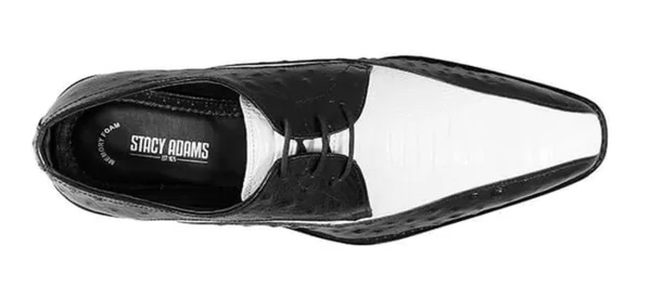 Stacy Adams Trevi Leather Sole Bike Toe Oxford Shoes Black/White 25367-111 - 8.5