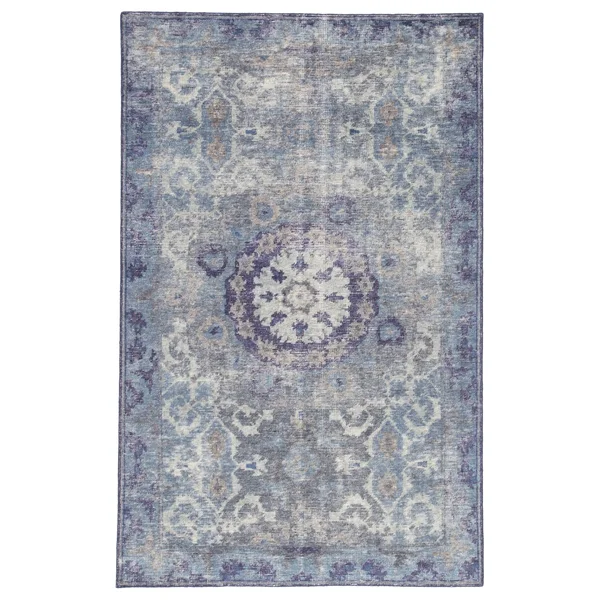 Juniper Home Hand-Knotted Oriental Blue Area Rug - 5& x 8& - Size 5& x 8&