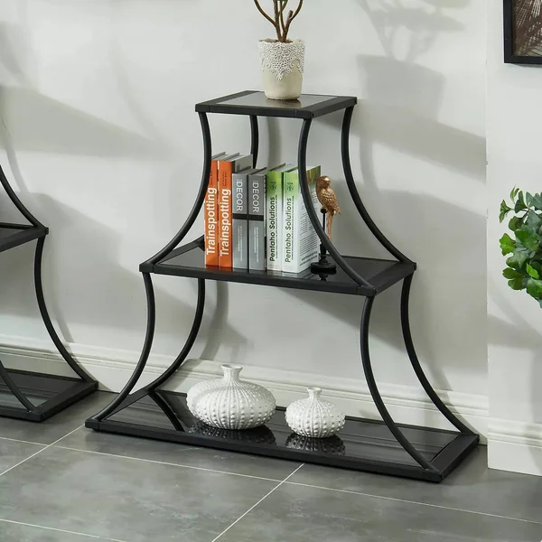 34.13x22 Kurry 3 Shelves Bookshelf Sand Black - miBasics