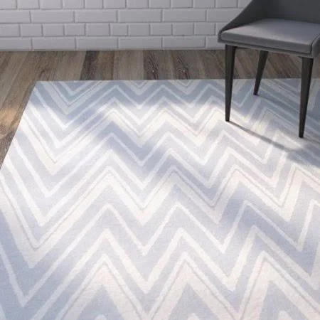 Wrought Studio Martins Hand-Tufted Wool Blue/Ivory Area Rug, Size: 6'