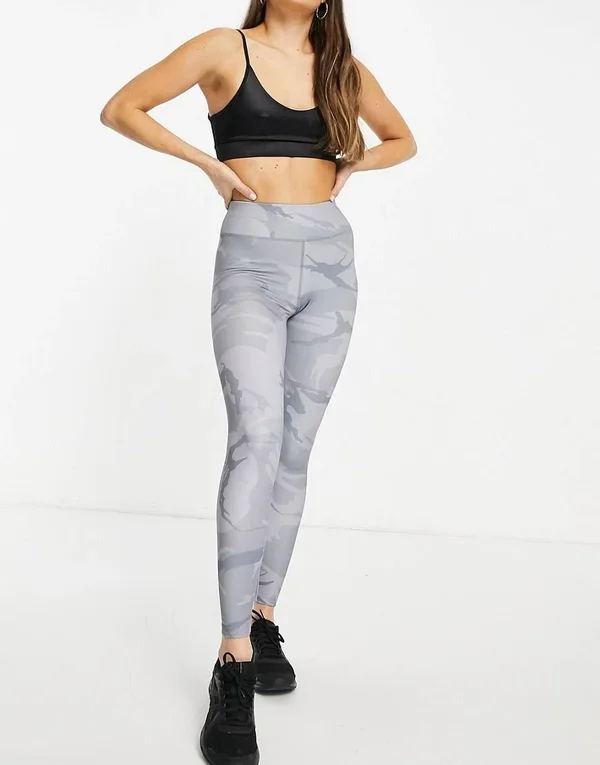 ASOS 4505 Leggings in Gray Camo print-Grey