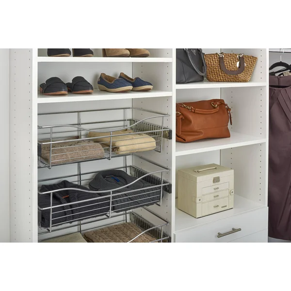 Rev-A-Shelf 24 in. x 11 in. Chrome Closet Pull-Out Basket - Grey