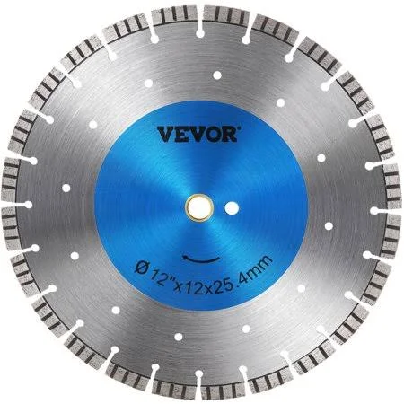Vevor Diamond Blade 12 inch Concrete Saw Blade Wet or Dry Segmented Cutting Wheel Masonry Wet Saw Blade General Purpose Power Sa