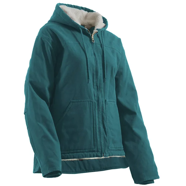 Berne Women's Washed Duck Sherpa-Lined Hooded Coat - Baltic Blue