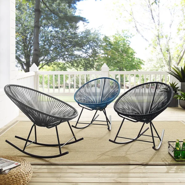 Corvus Sarcelles Modern Wicker Patio Rocking Chairs(Set of 2) - Grey
