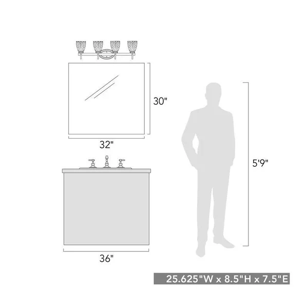 Golden Lighting 8001-BA4 BLK-SD Parrish - 4 Light Bath Vanity Black