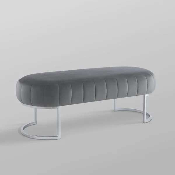 Nicole Miller Flavia Bench – Grey/Silver Velvet