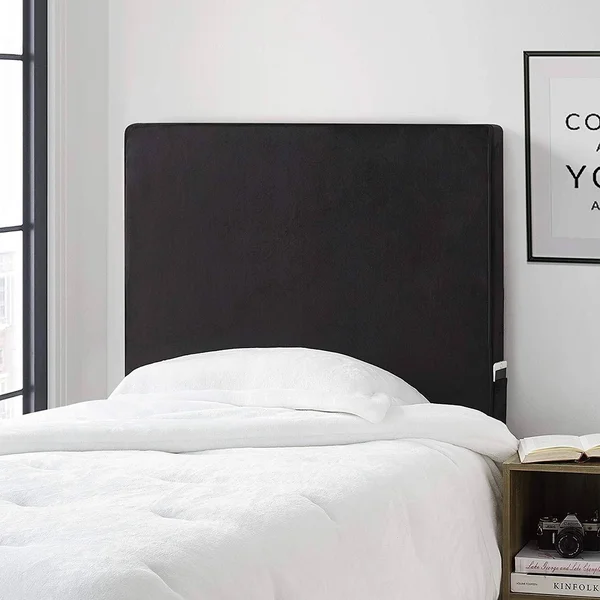 University Transitional Cushioned Dorm Headboard - Black Plush
