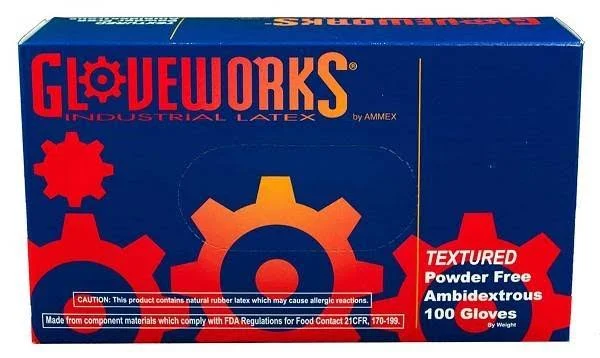 Gloveworks Ivory Latex Industrial Powder Free Disposable Gloves (Case of 1000)
