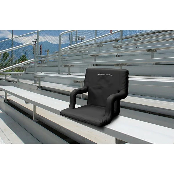 Home-Complete Stadium Chair with Wide Bleacher Cushion in Black