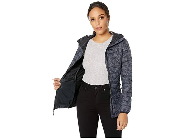 Columbia Powder Pass Hooded Jacket Black Edelweiss Print Xs