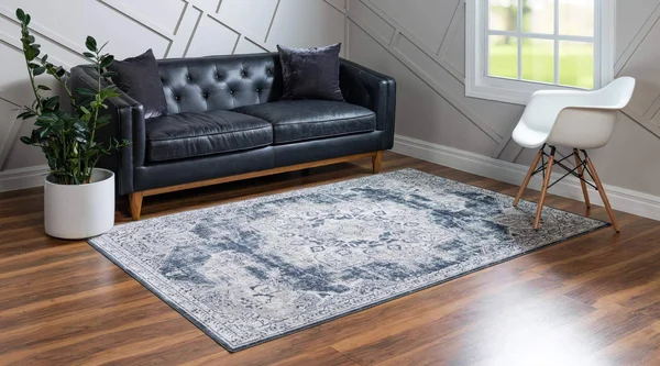 Traditional Chateau Roosevelt Rug 9x12, Navy Blue
