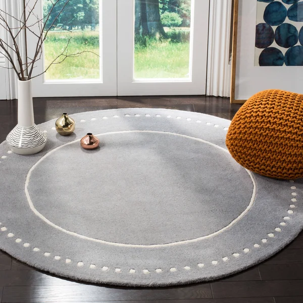 Safavieh Bella Silver/Ivory 5 ft. x 5 ft. Round Area Rug