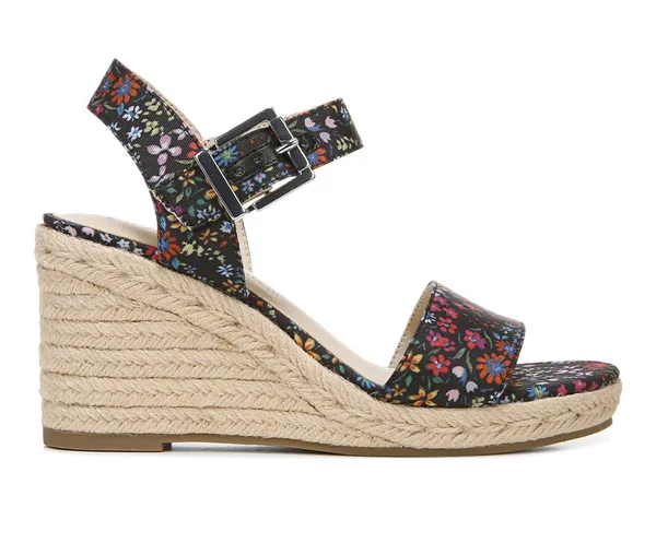 Women's LifeStride Tango 2 Wedge Sandals in Black Floral Size 9 Wide