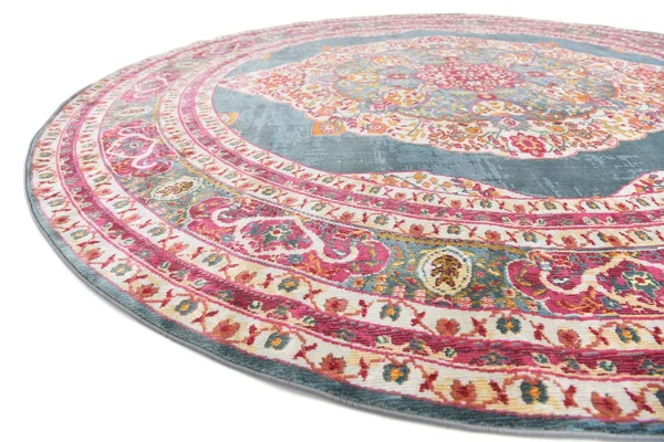 8&x8& Round Regla Baracoa Rug Turquoise/Ivory - Unique Loom