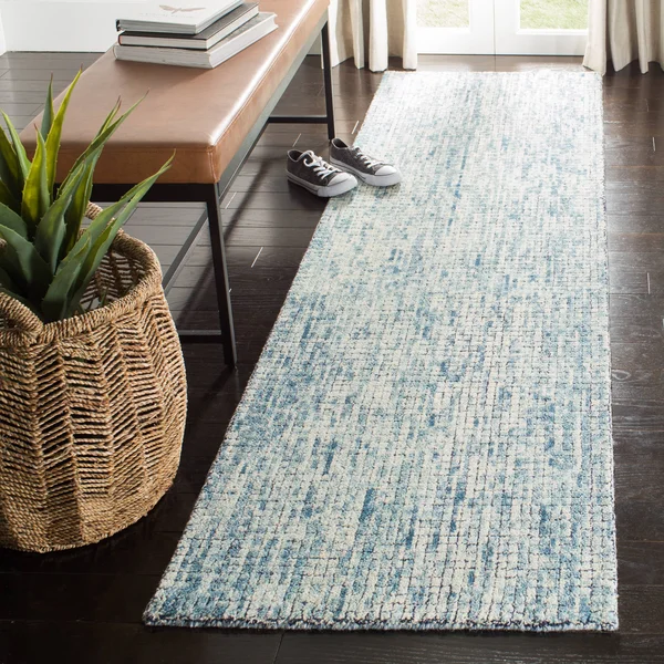 Safavieh 2&-3x22 x 8& Abstract ABT473M Ivory, Navy Rug