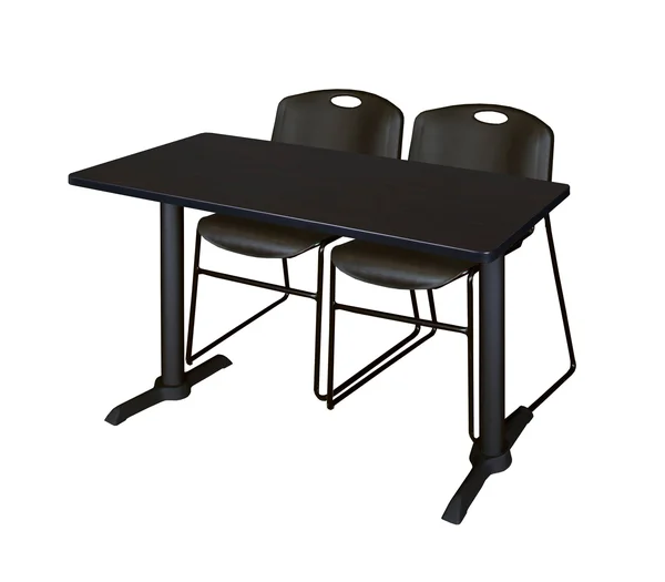 Regency Cain 60x22 x 24x22 Training Table- Cherry & 2 Zeng Stack Chairs- Black