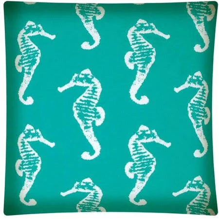 Highland Dunes Wembley Seahorse Indoor/Outdoor Throw Pillow - Green