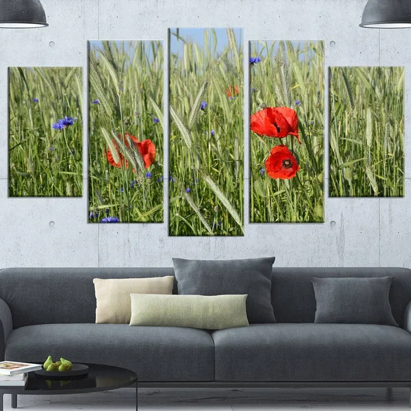 Design Art 'Rural Landscape with Red Poppies' Photographic Print on Wrapped Canvas