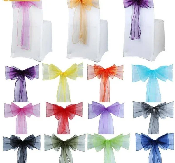 50pcs Organza Chair, Sashes, Knot for Weddings Banquet Decoration